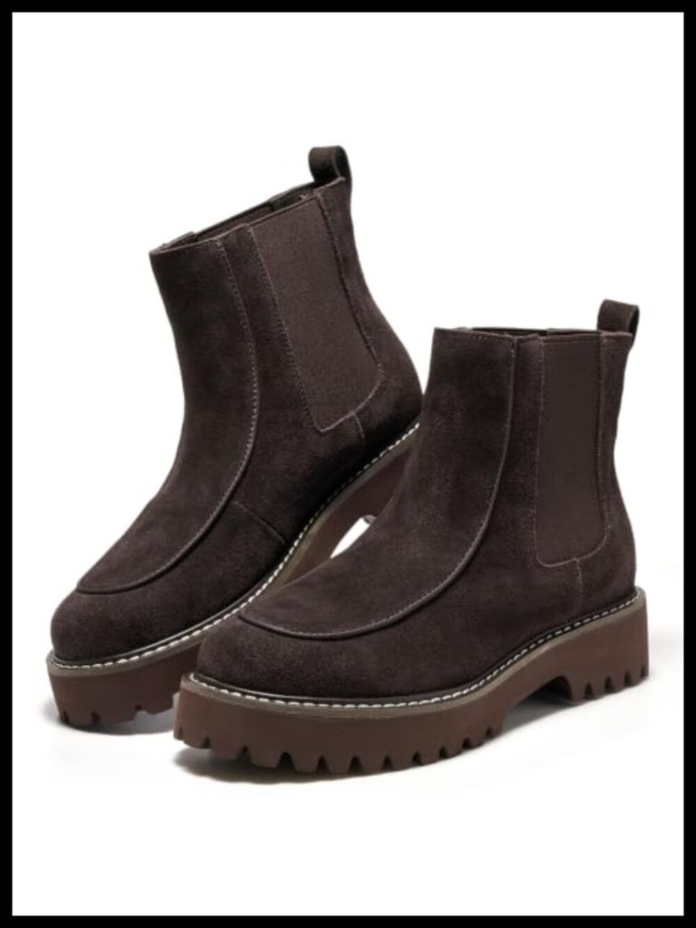 Genuine Leather Chelsea Platform Ankle Boots Memory Foam Womens
